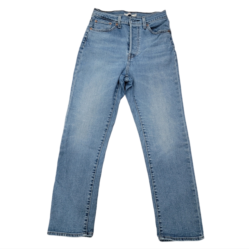 Levi’s Women’s Wedgie Straight Leg High Rise Blue Denim Button Fly Retro… - Picture 4 of 15